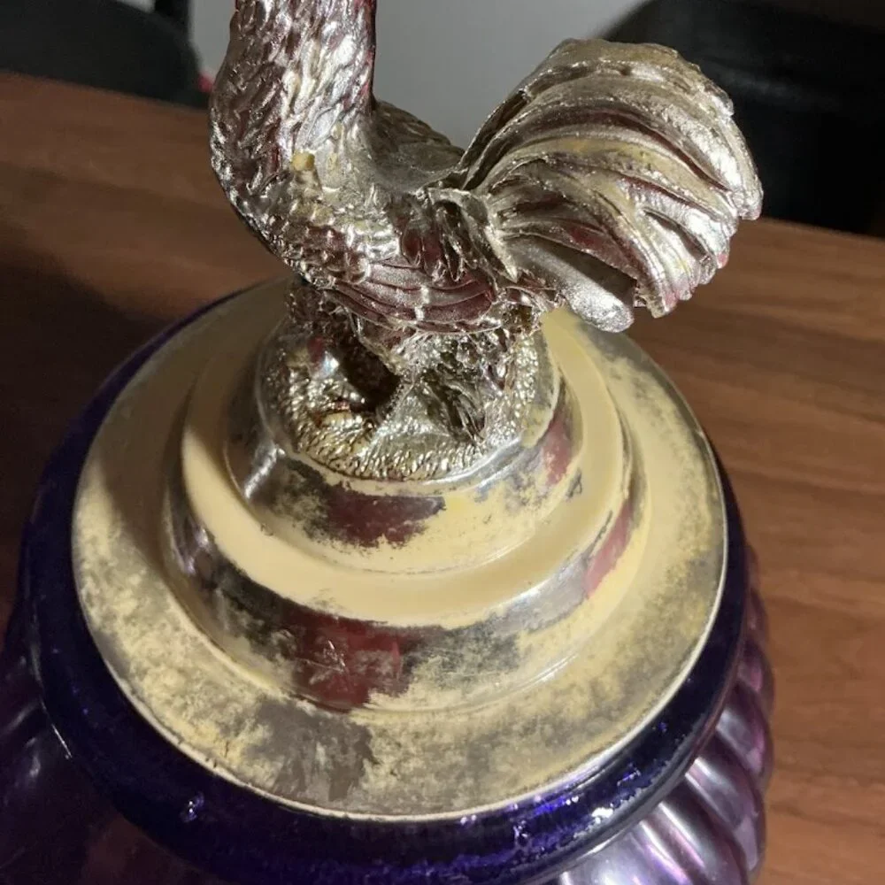 Purple Amethyst Vintage Rooster Lid Glass Canisters Set of 2 - Picture 6 of 10